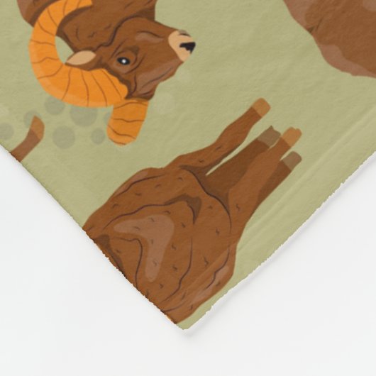 Mountain Rams Bighorn Sheep Rustic Pattern Fleece Deken (Hoek)