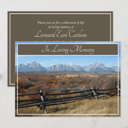 Mountain Ranch Memorial Service - begrafenisuitnod Kaart (Voorkant / Achterkant)