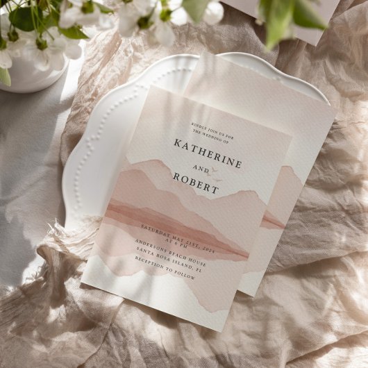 Mountain Range Blush Bestemming Bruiloft Kaart