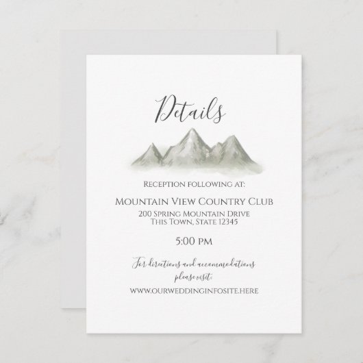 Mountain Range bruiloft details en informatie Informatiekaartje (Voorkant / Achterkant)