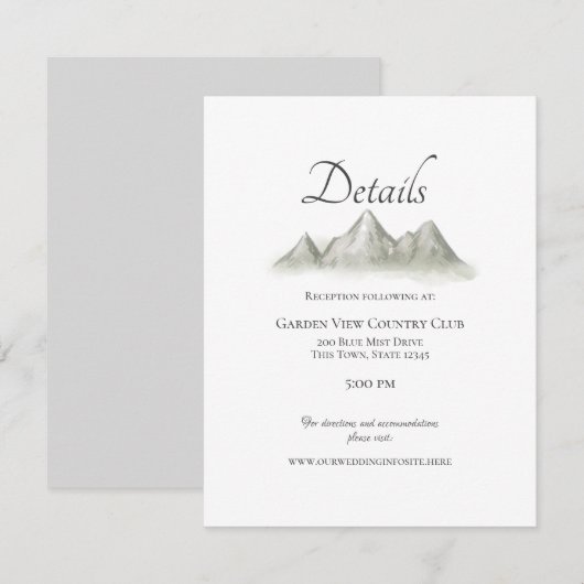 Mountain Range bruiloft details en informatie Informatiekaartje (Voorkant / Achterkant)