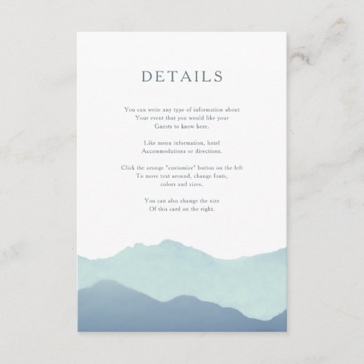 Mountain Range Insert-Kaart Informatiekaartje (Voorkant)