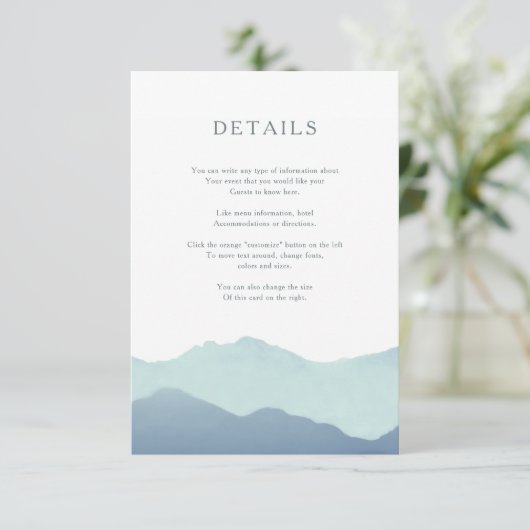 Mountain Range Insert-Kaart Informatiekaartje (Staand voorkant)