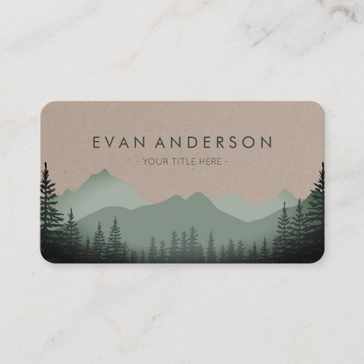 Mountain Range Pine Trees in Shades of Sage  Visitekaartje (Voorkant)