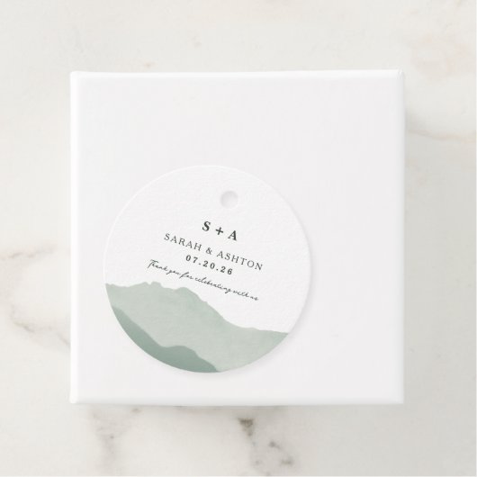 Mountain Range Wedding Invite Bedankjes Labels (In situ)