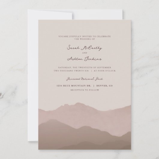Mountain Range Wedding Invite Kaart (Voorkant)
