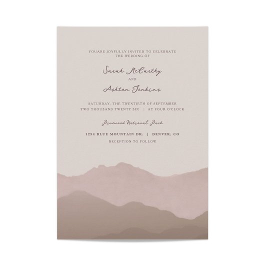 Mountain Range Wedding Invite Kaart