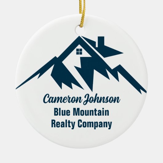 Mountain Real Estate Company aangepaste kerst Keramisch Ornament (Voorkant)