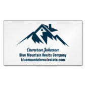 Mountain Real Estate Company Custom Blue White Magnetisch Visitekaartje (Voorkant)