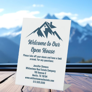 Mountain Real Estate Company Custom Open House Reclamebord Met Voetstuk