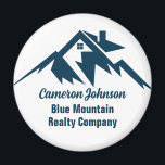 Mountain Real Estate Company Maatwerk Marketing Magneet<br><div class="desc">Een koele bergketen vastgoedbedrijf magneet voor een vastgoed bedrijf gelegen in een bergachtige stad of stad. De naam van de makelaar is geschreven in marineblauw schrift onder het huis tussen de bergen. Geweldig marketingitem voor een bergtop-huisbouwer.</div>