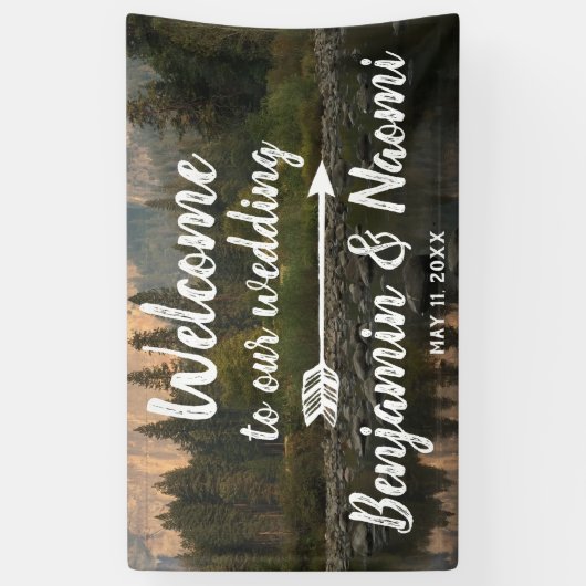Mountain Reflection Wedding Welkom Banner (Verticaal)