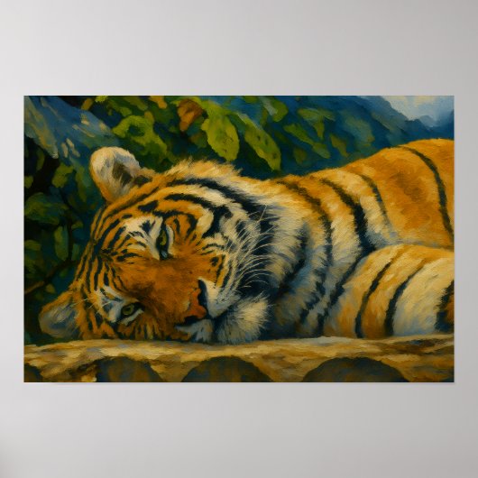 Mountain Rest - Tijger in het wild Poster (Voorkant)