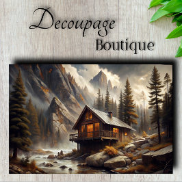 Mountain Retreat Cabin Decoupage Tissuepapier