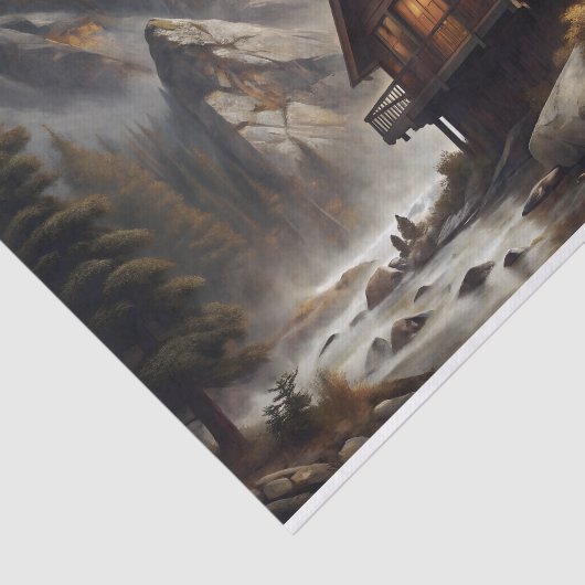 Mountain Retreat Cabin Decoupage Tissuepapier (Detail)