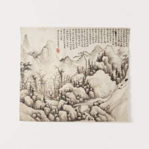 "Mountain Retreat" Chinees  landschapskunst Wandkleed