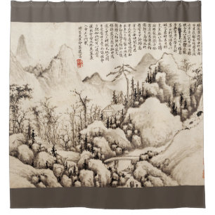 "Mountain Retreat" Chinese kunst Douchegordijn