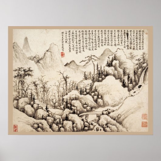 "Mountain Retreat" Chinese  kunstdrukkunst Poster (Voorkant)