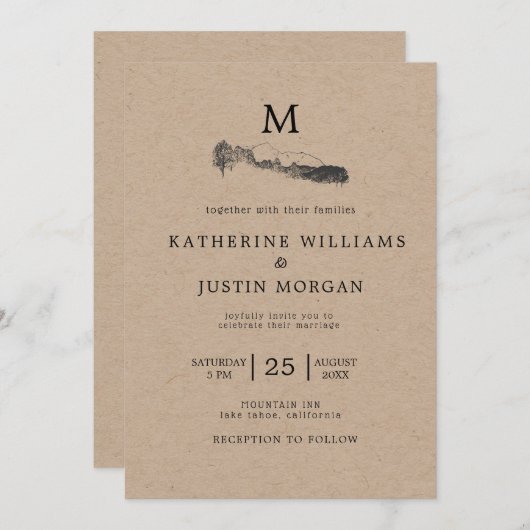 Mountain Retreat ⎢ Rustic Wedding Invitation (Voorkant / Achterkant)