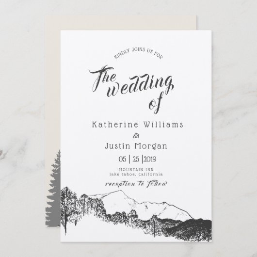 Mountain Retreat Rustieke bruiloft uitnodiging (Voorkant / Achterkant)