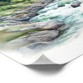 Mountain River Alaska Waterverf schilderij Poster (Hoek)