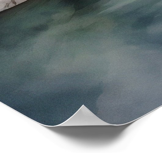 Mountain River Alaska Waterverf schilderij Poster (Hoek)