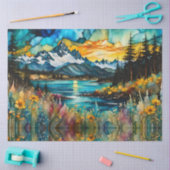 Mountain River en Wildflower Landschap Tissuepapier (Craft)