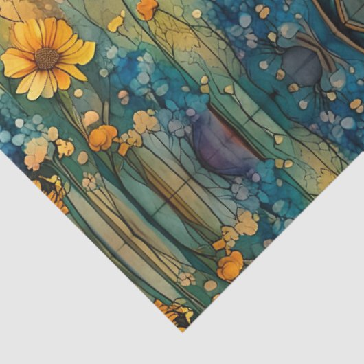 Mountain River en Wildflower Landschap Tissuepapier (Detail)