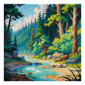 Mountain River Escape - Rustig boslandschap Perfect Poster (Voorkant)