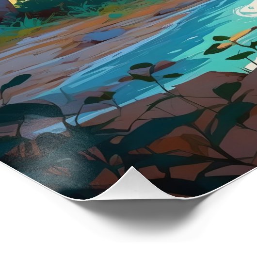 Mountain River Escape - Rustig boslandschap Perfect Poster (Hoek)