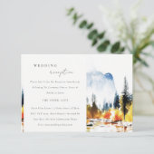 Mountain River Herfst Landschap Huwelijksreceptie Informatiekaartje (Staand voorkant)