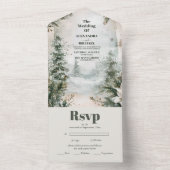 Mountain River Herfst Winterlandschap Bruiloft All In One Uitnodiging (Binnen)