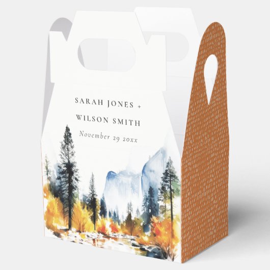 Mountain River Herfst Winterlandschap Bruiloft Bedankdoosjes (Geopend)