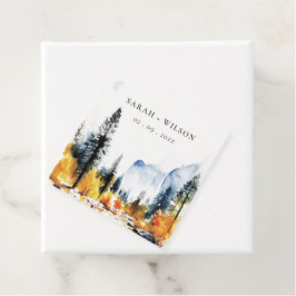 Mountain River Herfst Winterlandschap Bruiloft Bedankjes Labels