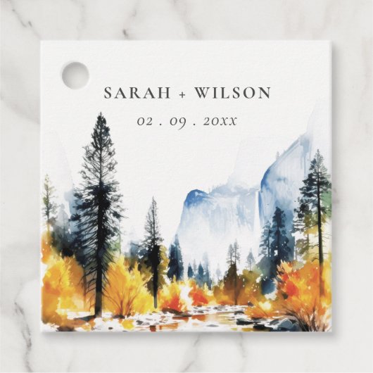 Mountain River Herfst Winterlandschap Bruiloft Bedankjes Labels (Voorkant)