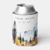 Mountain River Herfst Winterlandschap Bruiloft Blikjeskoeler (Blikje Voorkant)