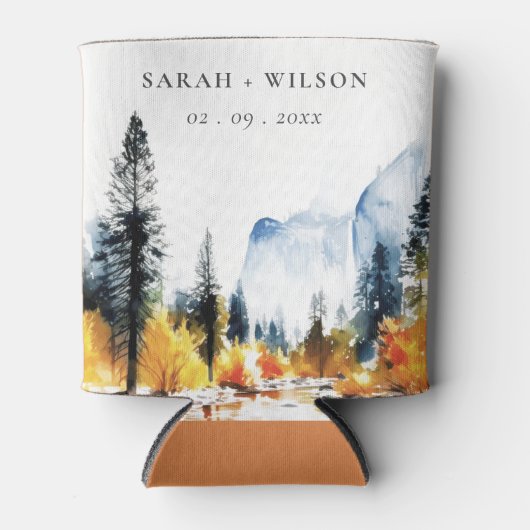 Mountain River Herfst Winterlandschap Bruiloft Blikjeskoeler (Voorkant)