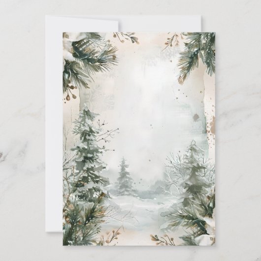 Mountain River Herfst Winterlandschap Bruiloft Kaart (Achterkant)