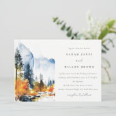 Mountain River Herfst Winterlandschap Bruiloft Kaart (Staand voorkant)