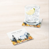 Mountain River Herfst Winterlandschap Bruiloft Kartonnen Onderzetters (Insitu)