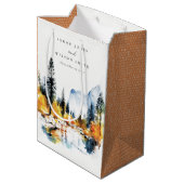 Mountain River Herfst Winterlandschap Bruiloft Medium Cadeauzakje (Achterkant Gekanteld)