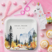 Mountain River Herfst Winterlandschap Bruiloft Papieren Bordje (Feest)