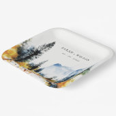 Mountain River Herfst Winterlandschap Bruiloft Papieren Bordje (Gebogen)