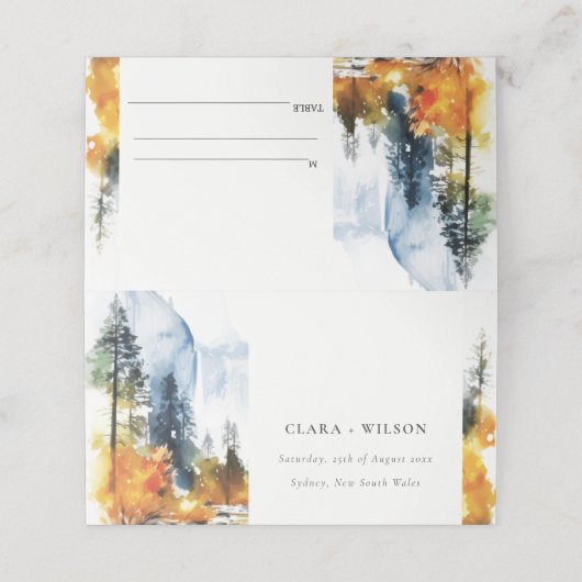 Mountain River Herfst Winterlandschap Bruiloft Plaatskaartje (Buitenkant ongevouwen)