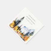 Mountain River Herfst Winterlandschap Bruiloft Servet (Hoek)