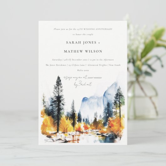Mountain River Herfst Winterlandschap Jubileum Kaart (Staand voorkant)