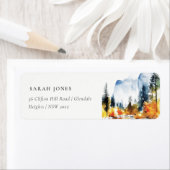 Mountain River Herfst winterlandschapsadres Etiket (Insitu)