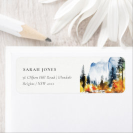 Mountain River Herfst winterlandschapsadres Etiket