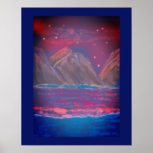 Mountain River Landscape Art Abstract Poster (Voorkant)
