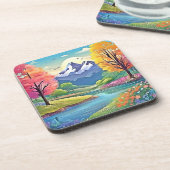 Mountain River Landscape Art Bier Onderzetter (Linkerzijde)